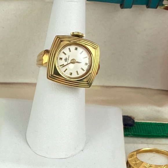 Vintage Swiss Bucherer Windup Ladies Ring and Watch with Interchangeable Bezels - Picture 2 of 8